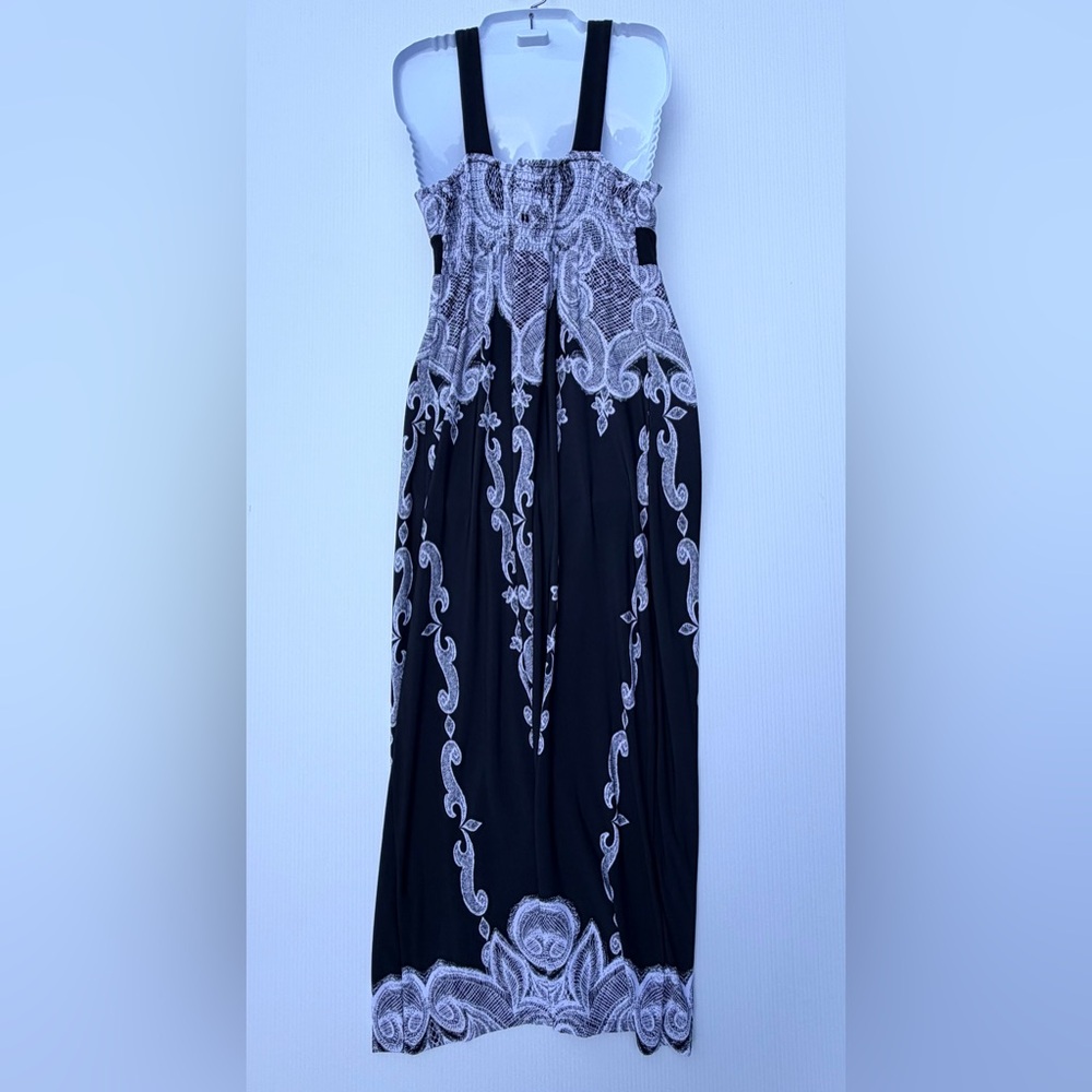 Style & Co. Black & White Beaded Paisley Print Maxi Dress Size PL - Picture 7 of 10